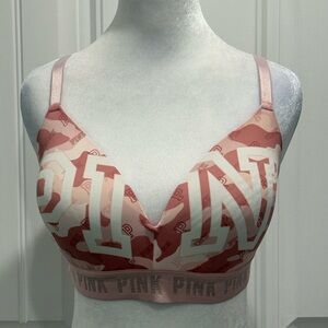PINK Victoria's Secret Graphic Logo Bra - Pink and White Size 36D